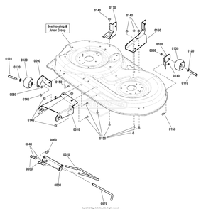 42-Inch Mower Deck - Support Group Diagram and Parts List for 2691085-00 (107250040)(2012) Briggs and Stratton Lawn Tractor